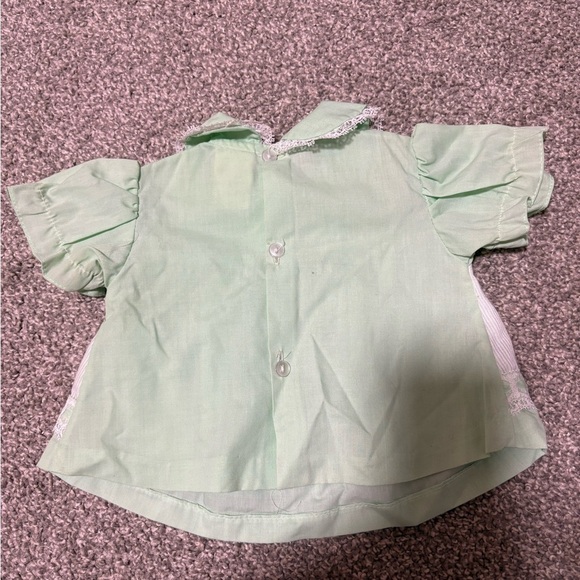 Vintage Mini Togs Green Nannette Baby Doll Dress with Floral Embroidery Newborn - Picture 9 of 9